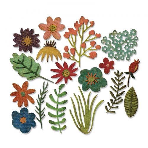 Troquel Delgado Flores Hojas Sizzix Tim Holtz 17 Piezas | 662700