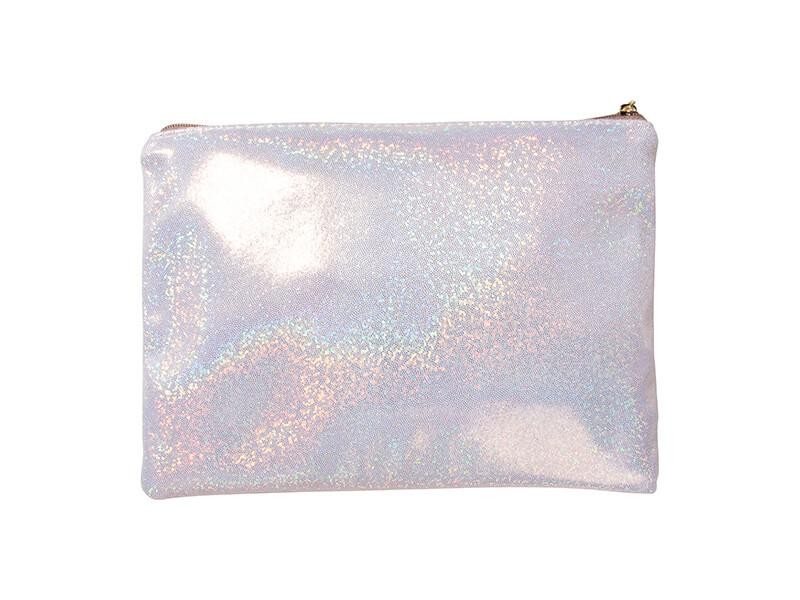 Cosmetiquera glitter color champagne 16.5 x 23 cm. Sublimarts