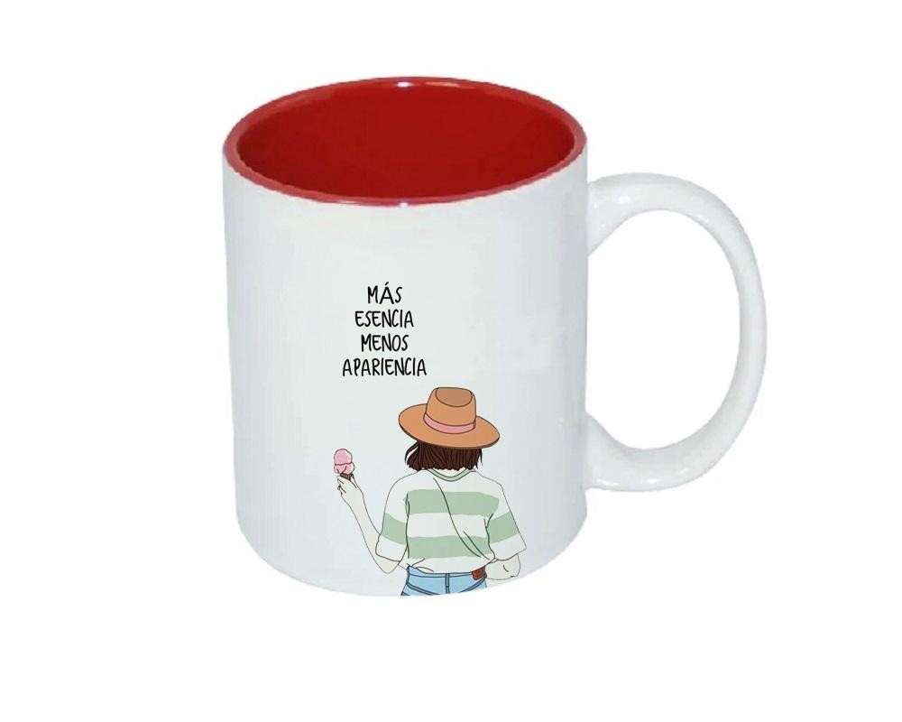 Taza blanca de cerámica de 11oz. con color en el interior Sublimarts