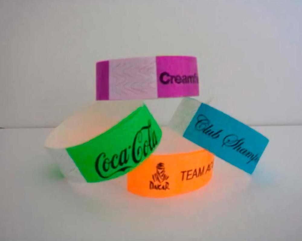 Pulseras de papel Tyvek Desechable Verde Neón 3/4´´ x 10´´